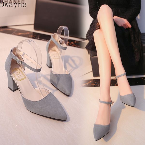 2019 New Wild Student High Heels Korean Thick With Roman Womens