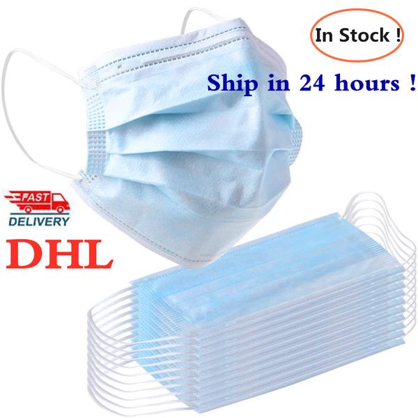 

dhl ce fda disposable face masks thick 3-layer masks with earloops for salon home use comfortable dust-proof mask