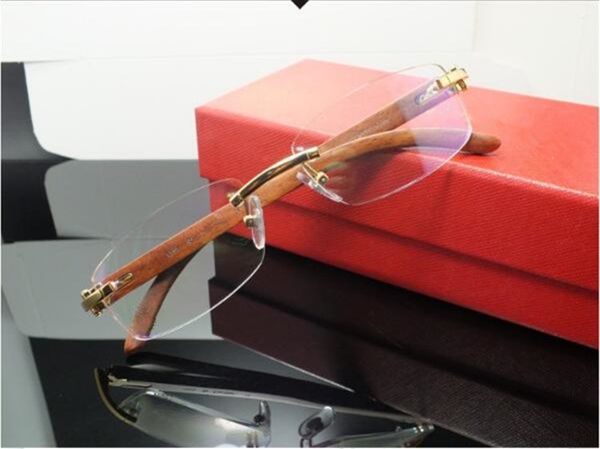 

new fashion c myopia glasses rimless frame55-18-140wooden leg ultra light square glasses prescripiton goggles frame fullset casewholesale, Black