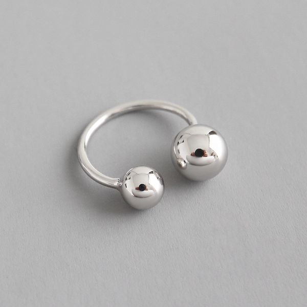 

100% 925 sterling silver rings for women 2019 chic big small bead tail ring silver small ring party anillos plata 925 para mujer, Golden;silver