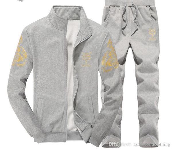 

maserati mens new tracksuits autumn spring winter sports sets jackets pants 2pcs suits, Gray