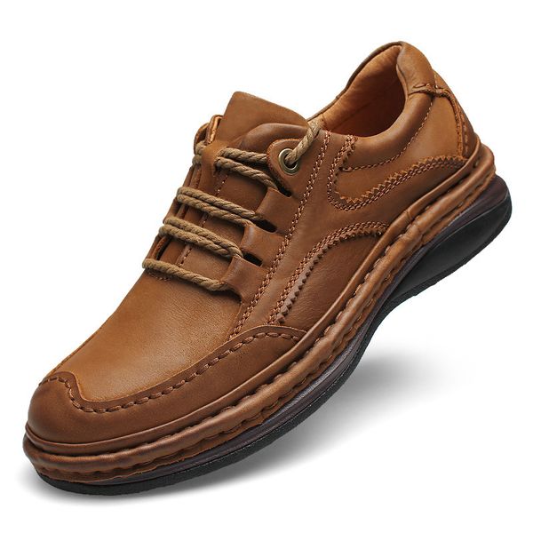 

layer cow genuine leather men shoes casual fashion generous business luxury shoes designers, Black