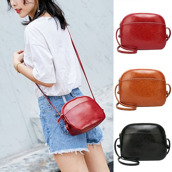 

handbags women the wax leather ladies shoulder messenger bag shell type diagonal double-layer bag bolsos mujer sac main femme