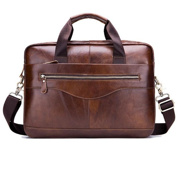 

solid color men business leather briefcase tote shoulder lapbag