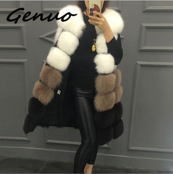 

genuo new 2019 new fashion winter women's fur vest coat warm long vests fur vests women faux vest coat outerwear jacket, Black