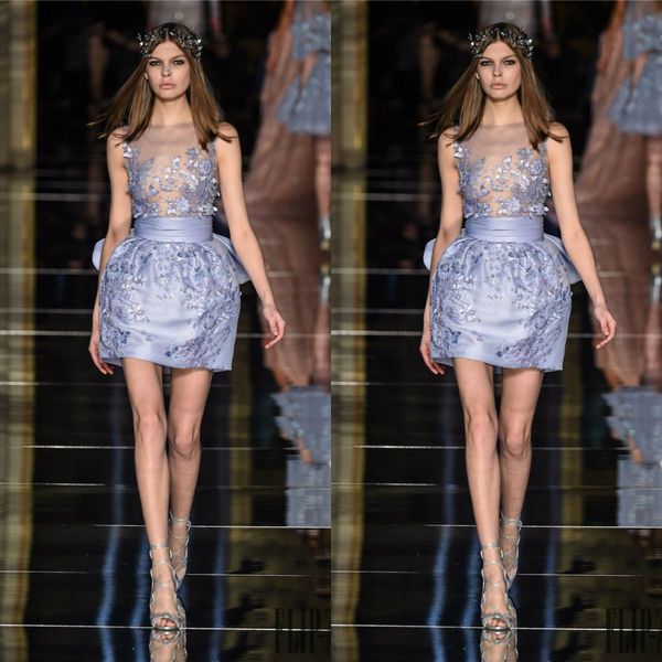 

zuhair murad коктейльные платья с открытой спиной драгоценный вырез с вырезом из аппликаций лепестки бальное платье на заказ короткие платья, Black
