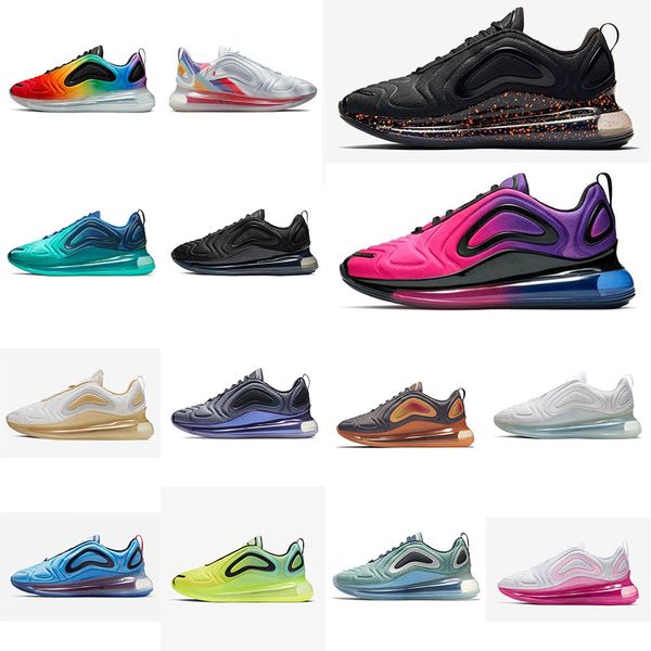

2019 New Shoes Full Cushioned Men Women Neon Triple Black Carbon Grey Sunset Metallic Silver Chaussures Running Shoes EUR Size 36-45