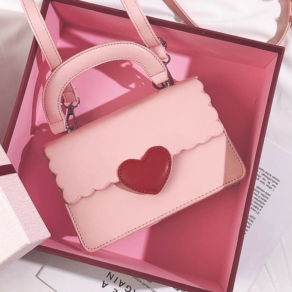 

korean sweet lady square bag 2018 fashion new quality pu leather women's designer handbag cute girl tote shoulder messenger bags