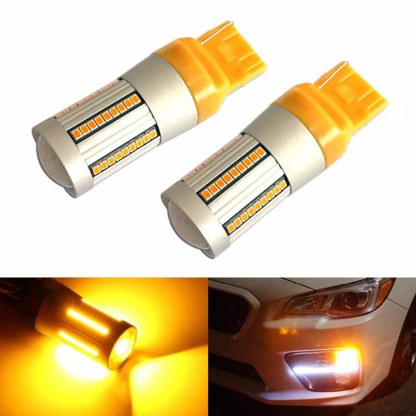 

2x no hyper flash canbus amber 7440 w21w t20 led replacement bulbs for car turn signal lights (no load resistor required
