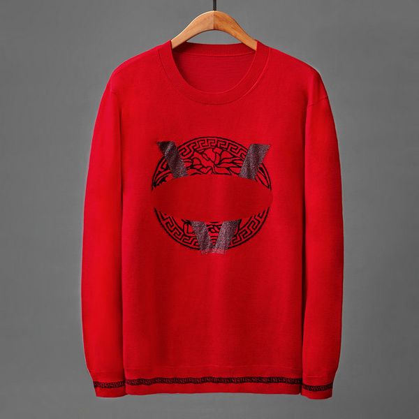 

luxury mens sweater 19fw medusa fashion comfortable mens designer sweater tide brand classic logo red big v cotton pullover, White;black
