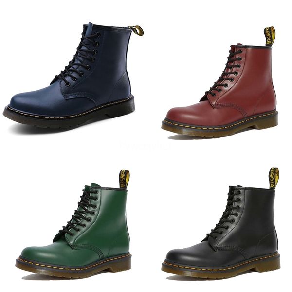 

2020 designer women shoes fashion british boots thick bottom round toe martin boots leather perfect official quality#697, Black