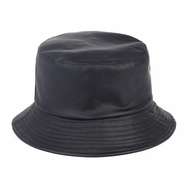 

new solid faux leather bucket hat outdoor travel hat women casual flat bob summer hats fishing sun caps for women/men