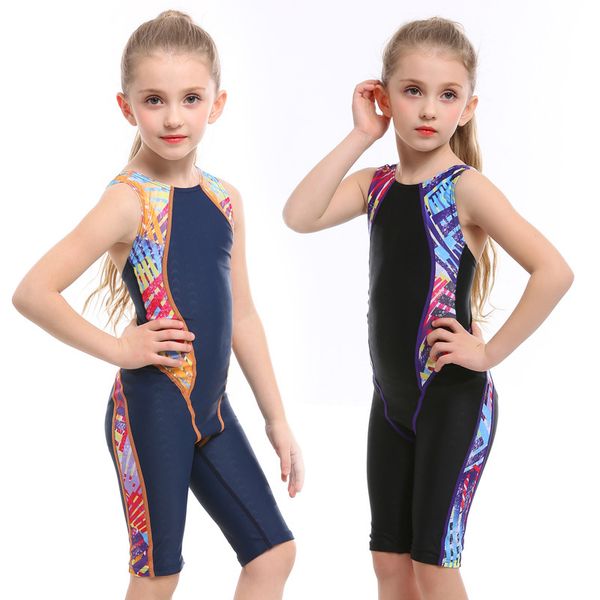 

children's swimwear girls baby cute siamese swimsuit girls five-point siamese swimsuit learning swimming training, Black
