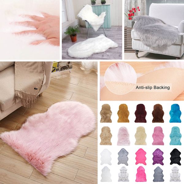 

artificial sheepskin hairy carpet living room bedroom blanket rugs skin fur plain fluffy area rug washable bedroom faux carpets