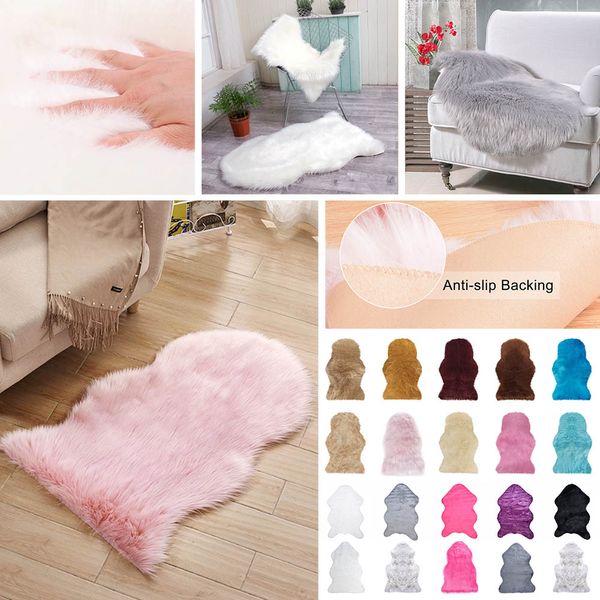 

artificial sheepskin hairy carpet living room bedroom blanket rugs skin fur plain fluffy area rug washable bedroom faux carpets