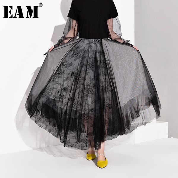 

[eam] high waist black multilayer mesh split joint temperament half-body skirt women fashion tide new spring autumn 2019 jt1360