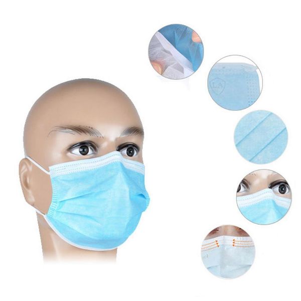 

dhl ship disposable face mask 3-layer protective masks anti virus face mask breathable facial dust mask mascarillas desechab in stock