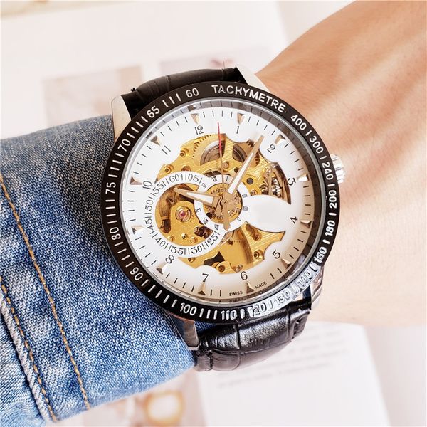 

2020 luxury imported cowhide mens strap mechanical stainless steel automatic movement watches sports watch men self-wind table wrist watches, Slivery;brown