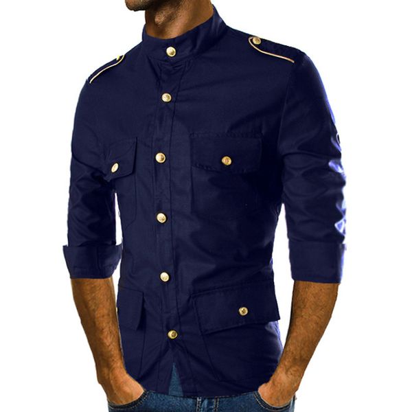 

spring autumn designer mens shirts fashion square collar mens solid luxury mens clothing with button, White;black
