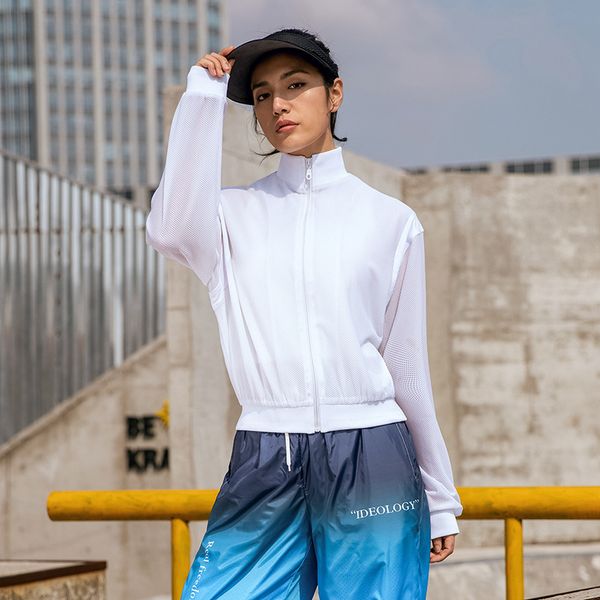 

yoga outfits for fitness sportswear women gym thin section woman's spring and summer loose jacket, White;red