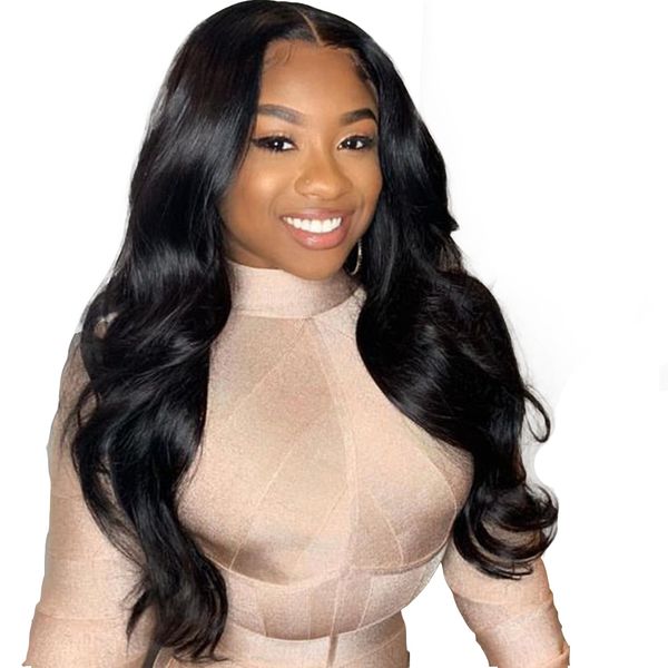 

body wave pre plucked full lace human hair wig glueless wet and wavy full lace wig with baby hair long remy lace front wig, Black