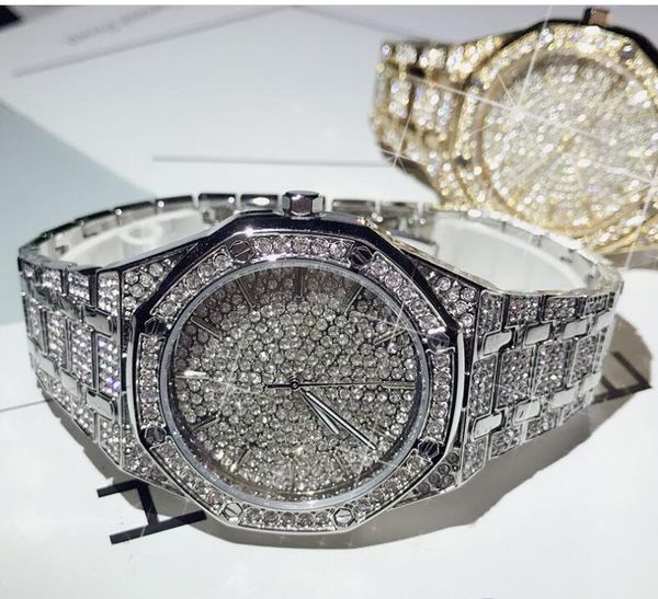 

горячие изысканные роскошные мужские часы fashion iced out полный алмазные часы для мужчин хип-хоп звездные мужские часы, Slivery;brown
