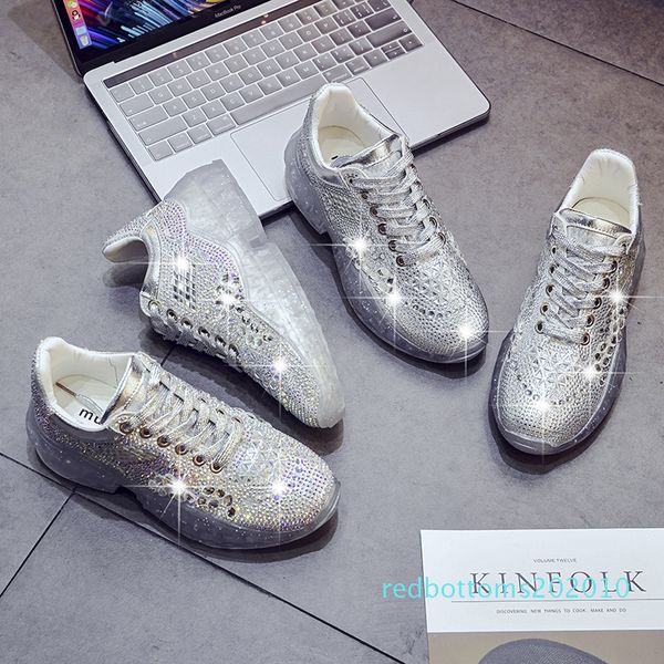 

crystal detail sneakers shoes for women lacu up transparent platform casual shoes r10, Black