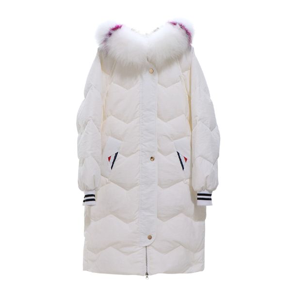 

women's down & parkas boollili white duck jacket women for winter 2021 big fur collar black long coat chaquetas invierno mujer