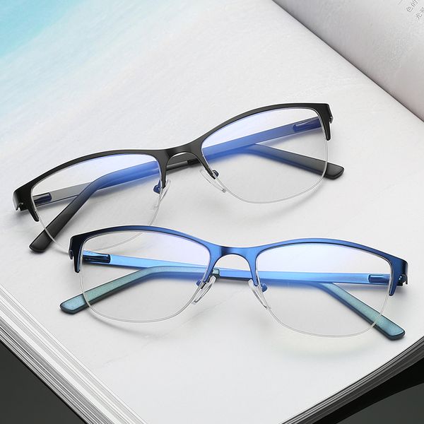 

red metal trend flat mirror men's and women's glasses fashion business frame can be equipped with myopia glasses, Black