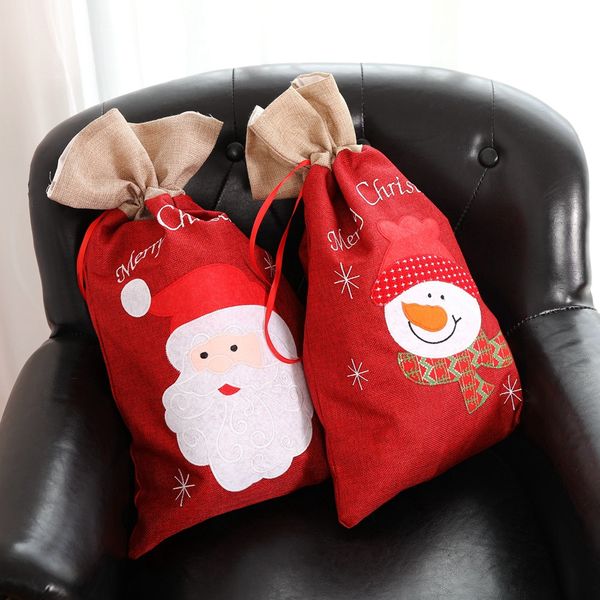 

2019 christmas decoration christmas gift burlap bag candy bag snowman burlap gift