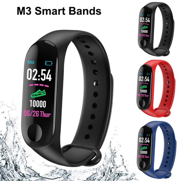 

m3 smart bracelet heart rate monitor fitness tracker wristband blood pressure usb charger sport smart mi band 3 with retail box