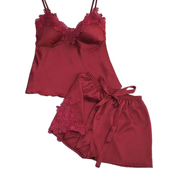 

women silk with pad two-piece suit nightwear set ladies sleepwear pajamas shorts strappy v neck, Blue;gray