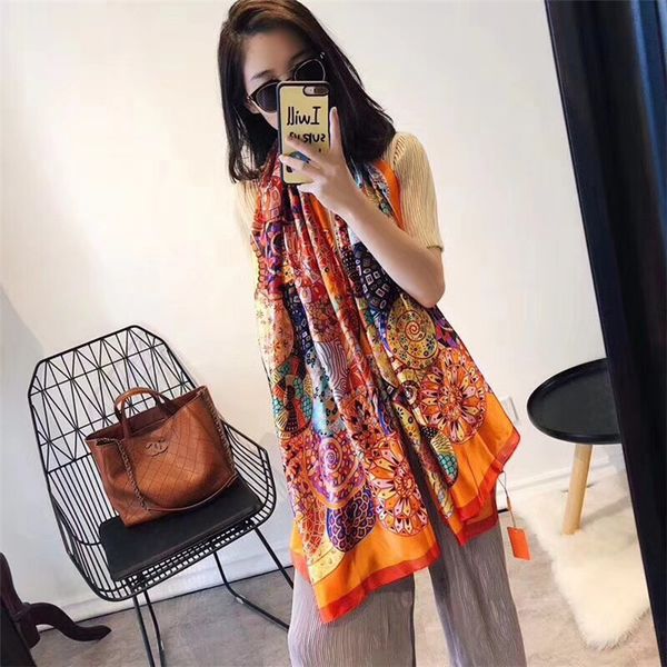 

2020 fashion women new scarf design brand paisley hijab twill silk shawl scarfs for ladies foulard square winter scarves wraps, Blue;gray