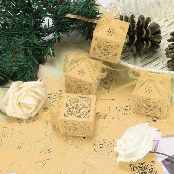 

candy box hollow design luxury laser cut wedding sweets candy gift favour boxes with ribbon table decorations 100pcs