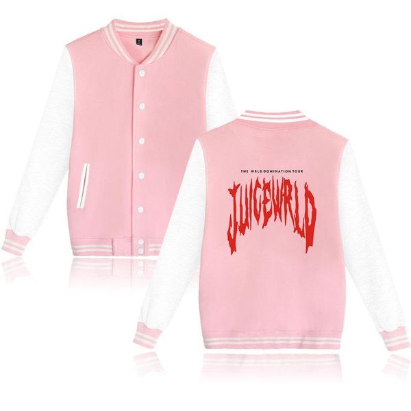

moletom rap juice wrld baseball uniform jacket coat men harajuku sweatshirts winter fashion hip hop fleece pink hoodie outwear, Black