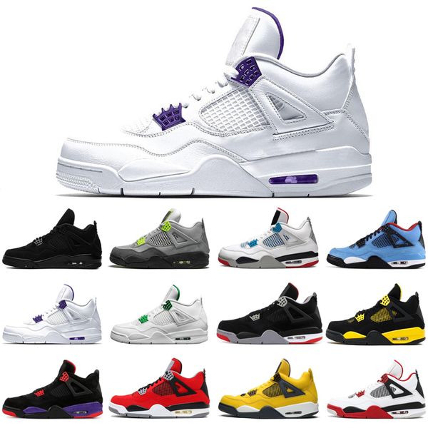 

wholesale 4 4s cactus jack men womens basketball shoes neon black cat court purple mens trainers sports sneakers size 5.5-13, White;red