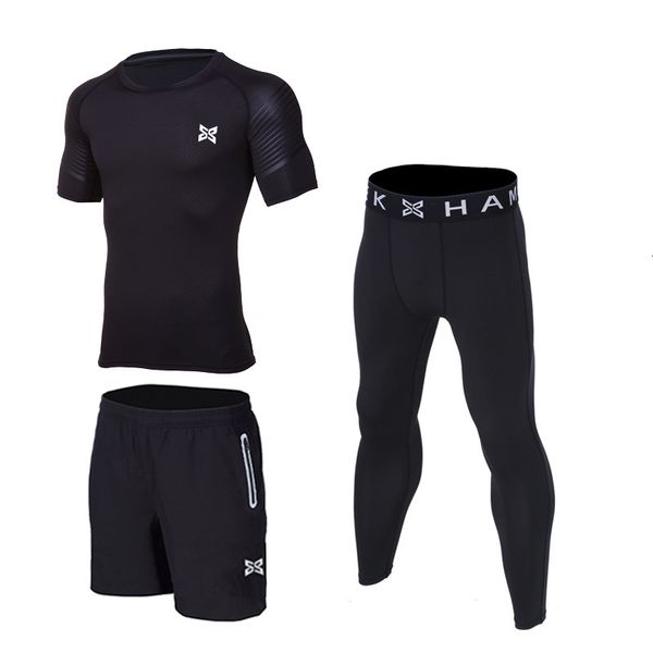 

men sport running sets t shirt basketball soccer football tennis fitness gym tights shorts shirts pants leggings suit reflective, Black;blue