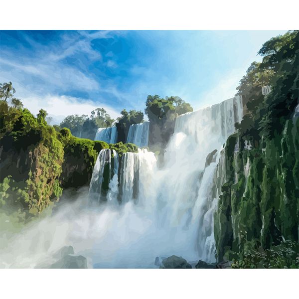 

paintings painting by numbers diy drop 40x50 60x75cm spectacular iguazu falls scenery canvas wedding decoration art picture gift