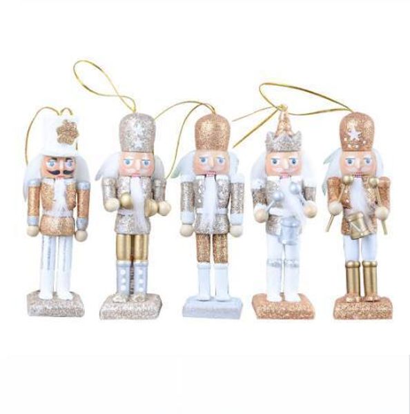 

5 pieces set nutcracker puppet new 12cm glitter powder classic nutcracker puppet pendant birthday wedding gift