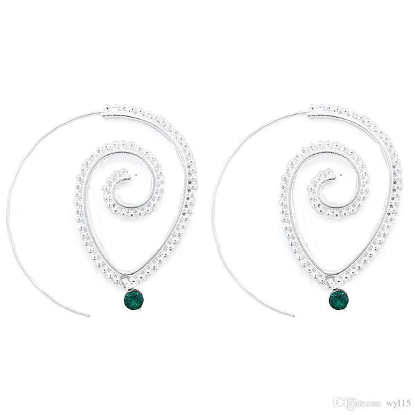 

special offer women earrings vortex gear designer earrings green crystal luxury earring geometric heart screw fashion earring, Golden;silver