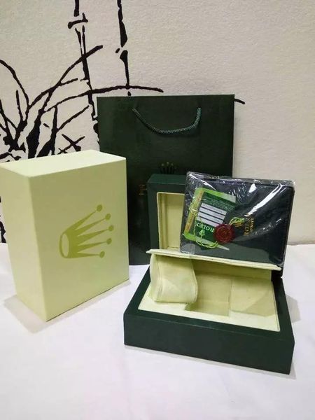 

Роскошные часы box Марка деревянные Boxs зеленый Watchs коробки подарок Корона деревянная коробка брошюры карты зеленый тег деревянная коробка