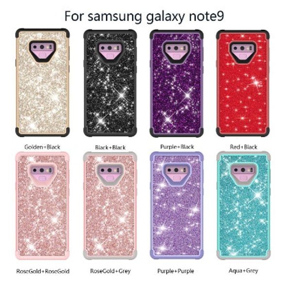 3 in1 caso de telefone à prova de choque híbrido Heavy Duty Glitter Bling Brilhante Silicone Armadura capa para Samsung S20 + para iphone 11promax navio livre