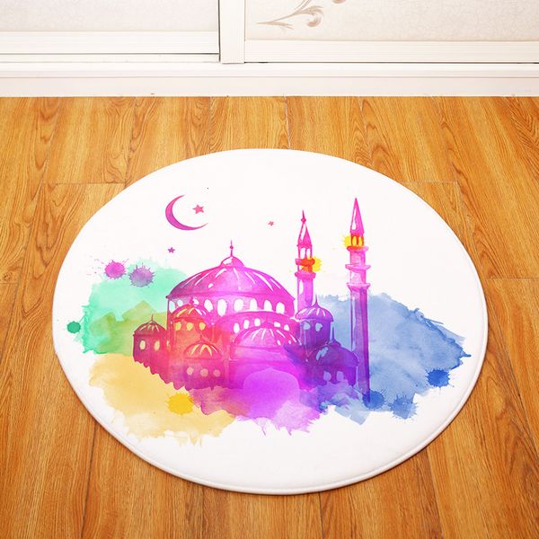

80*80cm home office printing decoration floor carpet bedroom cotton round doormat bathroom kitchen non-slip rug soft mats