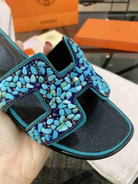 

Женские тапочки Элегантные сандалии из натуральной кожи Фирменные сандалии высокого качества для женщин с коробкой