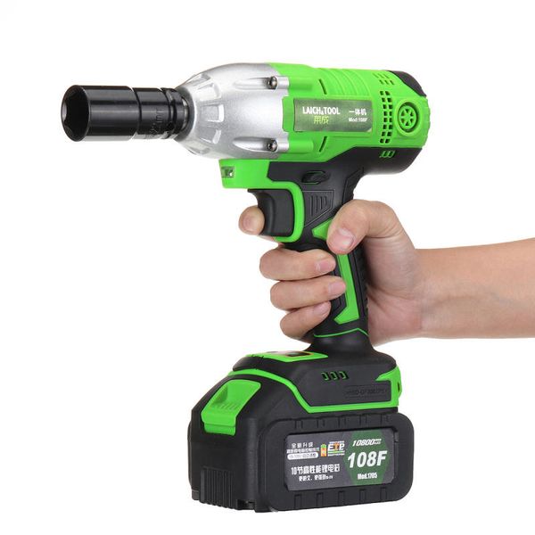 18-108V Cordless Chave de Impacto de energia Brocas Martelo High Torque 2 Li-ion recarregável com luz LED