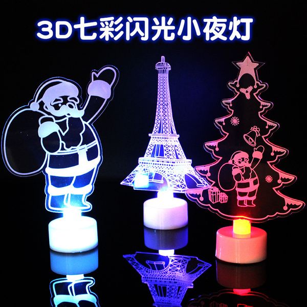 

christmas gift creative santa claus led night light seven-color flash acrylic light night toy gift christmas decoration