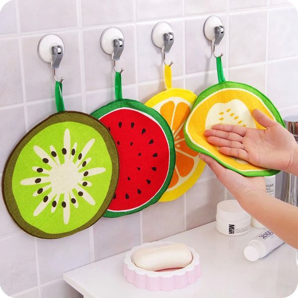 

kawaii fruit print hanging kitchen towel microfiber towels quick-dry cleaning rag dish cloth wiping napkin scouring pad