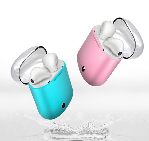 

universal i7s plus tws bluetooth earbuds headset portable mini wireless sport bass stereo earphones with charger box transparent cover