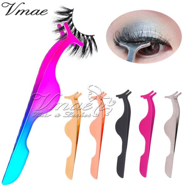 

eyelash extention tool colorful rose gold pink oem steel tweezers mini metal eyelash curler picker tweezer for women