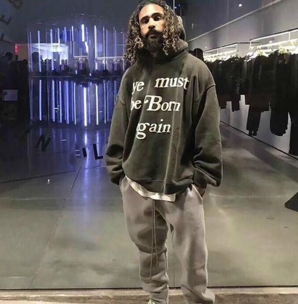 

kanye west 19fw cpfm ye hooded sweatshirt must be born again high street cotton comfortable men and women designer couple hoodies hfxhwy033, Black